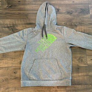 The North Face Men's Pullover Hoodie L Heather Gray Green Logo Hiking Outdoor